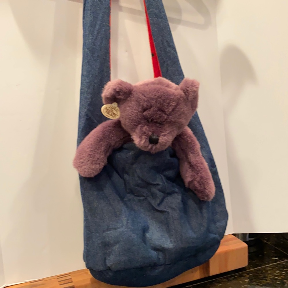 Jean and flannel pet carrier